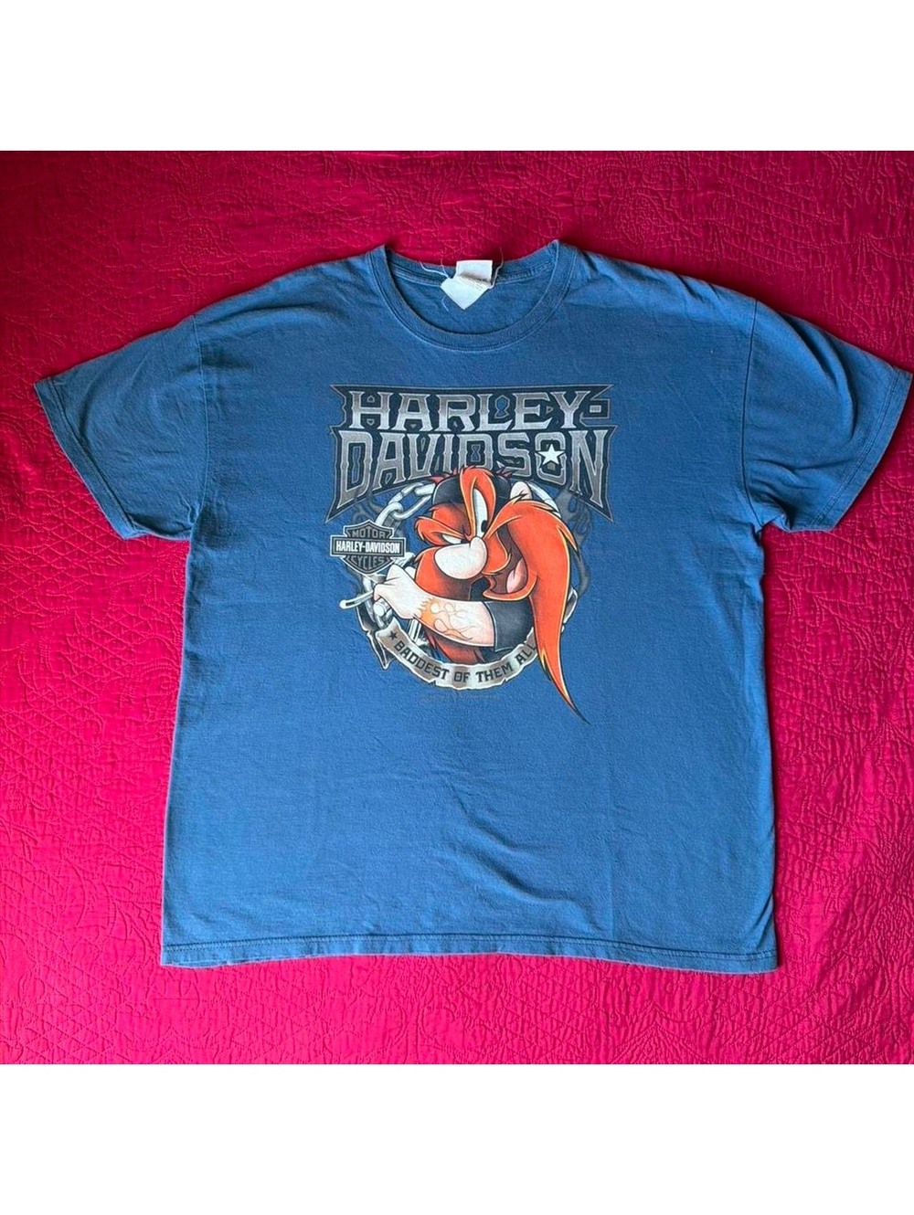 Harley Davidson blue graphic T shirt